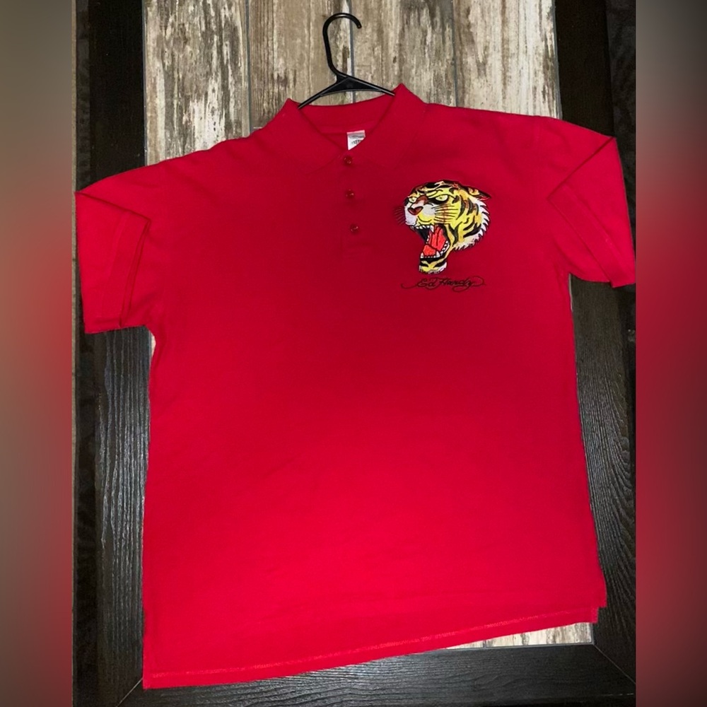 ED HARDY POLO MENS SHIRT SZ. XL AMAZING TIGER EMBROIDERY